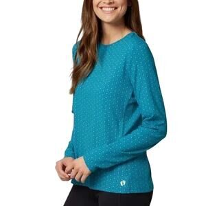 HANG TEN Ladies Long Sleeve Rash Guard Swim Shirt Zip Side Pocket and UPF 50+